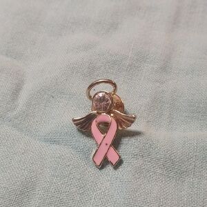 Pink Ribbon Angel Pin Breast Cancer